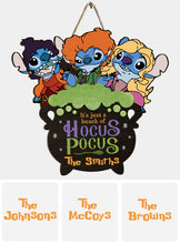 Load image into Gallery viewer, Personalized Hocus Pocus Ohana Custom Wood Sign for Halloween
