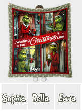 Load image into Gallery viewer, Personalized Waiting for Christmas Blanket Grinch Design Gift for Family