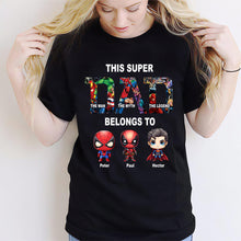 Load image into Gallery viewer, Personalized Super Dad T-shirt Custom Names Gift for Father's Day