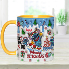 Load image into Gallery viewer, Personalized Merry Stitchmas Accent Mug Custom Name Gift