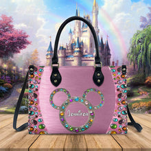 Load image into Gallery viewer, Personalized Pink Leather Handbag with Custom Name for Women