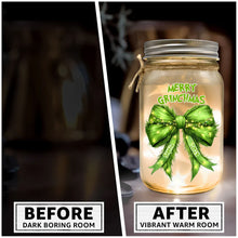 Load image into Gallery viewer, Personalized Grinchy Mason Jar Light Christmas Decor Gift