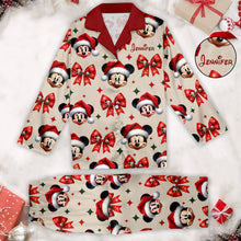 Load image into Gallery viewer, Personalized Cute Mouse Christmas Pajamas Button Down Set
