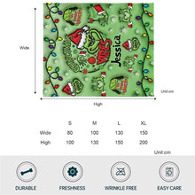 Load image into Gallery viewer, Personalized Merry Grinchmas Blanket Custom Name Gift for Christmas