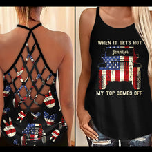 Load image into Gallery viewer, Personalized Cross Tank Top USA Flag Design Custom Name Gift