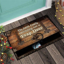 Load image into Gallery viewer, Personalized Family Doormat Funny Trap Door Design Custom Name
