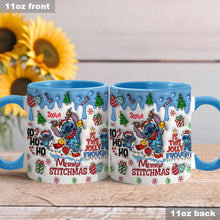 Load image into Gallery viewer, Personalized Merry Stitchmas Accent Mug Custom Name Gift