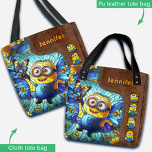 Load image into Gallery viewer, Personalized Stained Glass Minion Tote Bag Custom Name Gift