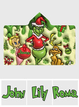Load image into Gallery viewer, Personalized Grinch Hooded Blanket Unique Christmas Gift