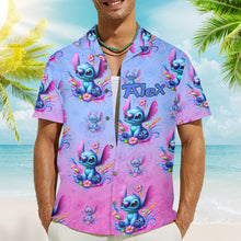 Load image into Gallery viewer, Personalized Hawaiian Shirt with Stitch Design Custom Name Gift
