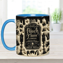Load image into Gallery viewer, Personalized Black Flame Company Accent Mug Custom Name Halloween Gift