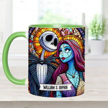 Load image into Gallery viewer, Personalized Jack and Sally Accent Mug Custom Couples Gift
