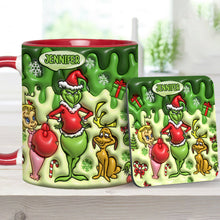 Load image into Gallery viewer, Personalized Grinch Accent Mug & Coaster Custom Name Gift