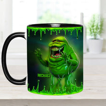 Load image into Gallery viewer, Personalized Green Ghost Accent Mug for Halloween & Birthdays