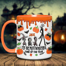 Load image into Gallery viewer, Personalized Autumn Skeleton Accent Mug Custom Name Gift