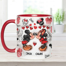 Load image into Gallery viewer, Personalized Accent Mug You & Me Kissing Mickey Minnie Gift for Couple