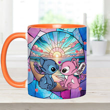 Load image into Gallery viewer, Personalized Ohana Accent Mug with Sunrise Beach Design Gift for Couples