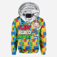 Load image into Gallery viewer, Personalized Fun Kids All Over Shirt with Name – Eat Sleep Build Repeat