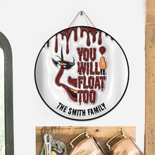 Load image into Gallery viewer, Personalized Round Wood Sign Custom Family Name Halloween Decor