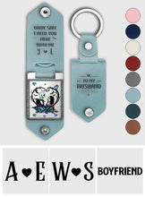 Load image into Gallery viewer, Personalized Leather Photo Keychain Gift for Couples | Drive Safe Reminder