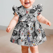 Load image into Gallery viewer, Personalized Nightmare Kids Ruffle Sleeve Dress for Halloween