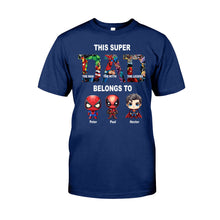 Load image into Gallery viewer, Personalized Super Dad T-shirt Custom Names Gift for Father's Day