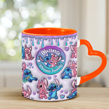Load image into Gallery viewer, Personalized Heart Handle Mug Ohana Means Family Gift