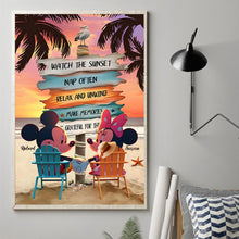 Load image into Gallery viewer, Personalized Mouse Ears Couple Canvas Sunset Beach Art