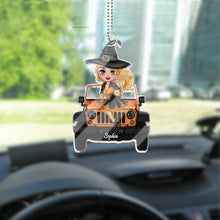 Load image into Gallery viewer, Personalized Witch Car Ornament Custom Shaped Gift for Halloween