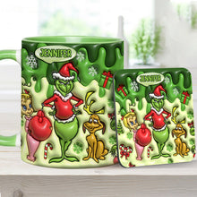 Load image into Gallery viewer, Personalized Grinch Accent Mug & Coaster Custom Name Gift