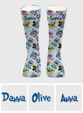 Load image into Gallery viewer, Personalized Cute Monsters Socks Custom Name Gift for Kids