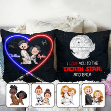 Load image into Gallery viewer, Personalized Star Wars Throw Pillow Custom Names Gift for Couples