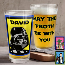 Load image into Gallery viewer, Personalized Beer Glass with Custom Name Star Wars Theme Gift for Dad