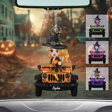Load image into Gallery viewer, Personalized Witch Car Ornament Custom Shaped Gift for Halloween