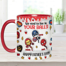 Load image into Gallery viewer, Personalized Superhero Accent Mug Custom Name Gift for Dad