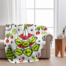Load image into Gallery viewer, Personalized Christmas Blanket with Snowflakes & Grinch Design for Grandma