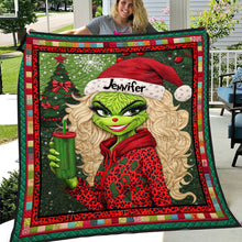 Load image into Gallery viewer, Personalized Christmas Quilt with Green Lady Design for Unique Gifts