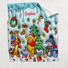 Load image into Gallery viewer, Personalized Holiday Blanket with Disney Characters Custom Name Gift for Kids