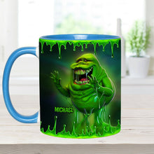 Load image into Gallery viewer, Personalized Green Ghost Accent Mug for Halloween & Birthdays