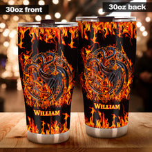 Load image into Gallery viewer, Personalized Game of Thrones Fire And Blood Tumbler Custom Name Drinkware Gift