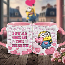 Load image into Gallery viewer, Personalized Heart Handle Mug Minion Design Custom Name Gift for Valentine’s Day