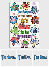 Load image into Gallery viewer, Personalized Puzzle Theme Canvas Print It's Okay to Be Different