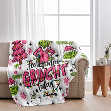 Load image into Gallery viewer, Personalized Grinchy Blanket Custom Name Christmas Gift