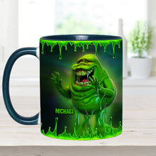 Load image into Gallery viewer, Personalized Green Ghost Accent Mug for Halloween & Birthdays