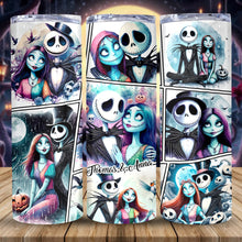 Load image into Gallery viewer, Personalized Nightmare Before Christmas Skinny Tumbler Custom Name Gift for Couples