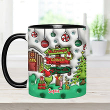 Load image into Gallery viewer, Personalized Christmas Accent Mug Grinch Design Custom Name Gift