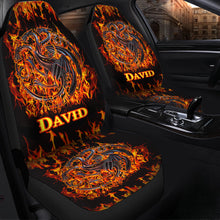 Load image into Gallery viewer, Personalized Fire Dragons Seat Covers Custom Name Gift for Car