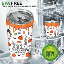 Load image into Gallery viewer, Personalized Halloween Tumbler with Autumn Skeleton Design for Unique Gifts