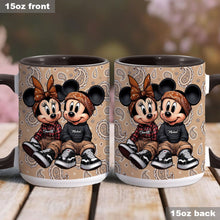 Load image into Gallery viewer, Personalized Mouse Couple Accent Mug Custom Name Gift for Anniversary