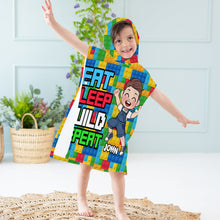 Load image into Gallery viewer, Personalized Kids Hooded Towel Poncho - Custom Name Gift
